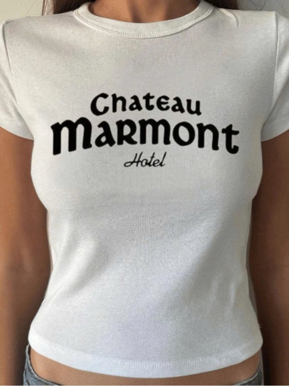 White Chateau Marmont Hotel Graphic Baby Tee